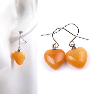 Boucles d'oreilles pendantes en alliage de zinc plaqué argent avec quartz rose en forme de cœur, bijoux romantiques pour femmes, cadeau, style fête - Product Image 3