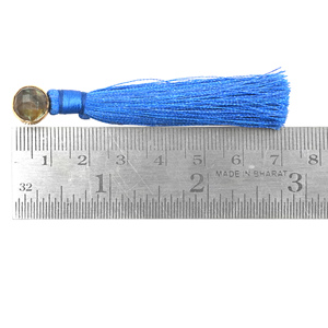 <b>Small</b> Blue Tassel <b>Dangle</b> <b>Earrings</b> with Natural Labradorite Stone Stud Gold Plating Long Fringe Drop <b>Earrings</b> for Women - Product Image 4