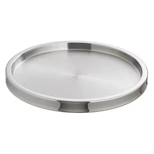 Plateau de service rectangulaire en métal avec poignées dorées, design glamour poli, durable, pour les fêtes, plateau de service en acier inoxydable - Product Image 6