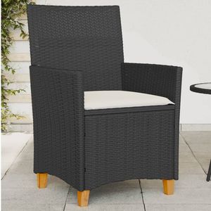 Chaise de jardin en rotin PE noir avec housses amovibles standard - Product Image 1