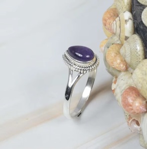 Anillo de Amatista Púrpura Natural en Forma de Pera, Plata de Ley 925, Hecho a Mano, Anillo de Piedra de Nacimiento, Joyería Fina al por Mayor - Product Image 4