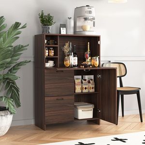 <b>Small</b> Spaces Home/Dormitory Bar <b>Cabinet</b> with <b>Storage</b> Drawer and Shelves Fold-up Desktop - Product Image 3