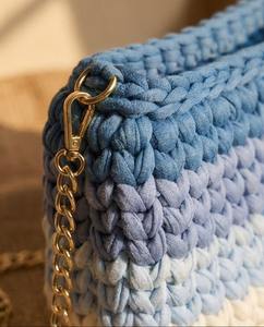 Mini Bolso de Cadena - Azul Degradado, Hecho a Mano, Étnico, Elegante, con Perlas, Dos Correas, Bolso de Hombro Boho, Tejido de Cordón de Algodón, Excelente Precio - Product Image 3