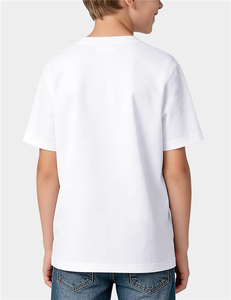 Camiseta Blanca de Algodón y Elastano para Niños con Bolsillo en el Pecho, Ropa Escolar, Camiseta Básica de Manga Corta con Cuello Redondo - Product Image 3