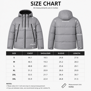 Veste matelassée grise à capuche pour homme, fermeture éclair, coupe-vent, décontractée, hiver, couleur unie, extérieur en polyester, coupe régulière épaisse - Product Image 4