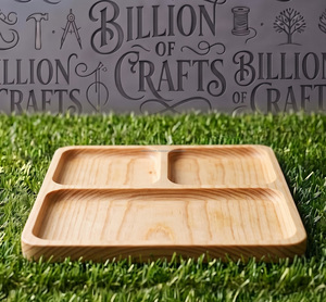 Plateau de service en bois à 2 compartiments, rectangulaire, verni, organisateur de table minimaliste - Product Image 3