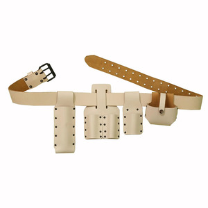 Ceinture porte-outils d'échafaudage légère et réglable en cuir véritable de haute qualité avec porte-clé durable, boucle en alliage et passant pour marteau - Product Image 1