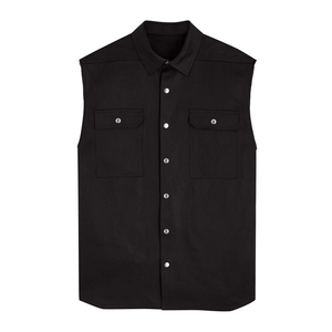 Chemise d'été décontractée pour homme, sans manches, en coton et lin, couleur unie, infroissable, tissée satinée - Product Image 1