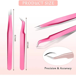 6 Pinzas de Precisión Antiestáticas de Acero Inoxidable Reutilizables de Alta Calidad para Extensión de Pestañas, Rectas y Curvas - Product Image 4