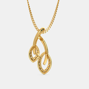 Yellow Gold <b>Double</b> Teardrop Lab Grown Diamond Pendant <b>Necklace</b> - Product Image 5