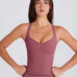 Top Deportivo Corto de Yoga para Mujer, Cuello Redondo, Sin Costuras, Color Sólido, Spandex, Ajuste Holgado, Ropa Deportiva para Adultos, Logotipo Frontal, Secado Rápido, Calidad Premium - Product Image 3
