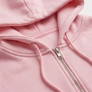 Women <b>Pink</b> Hooded <b>Tracksuit</b> <b>Set</b> Full Sleeve Zipper Front Solid Regular Fit Casual Sweatshirt Pants Autumn Wear Breathable - Product Image 6