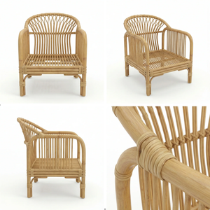 Fauteuil d'appoint en rotin artisanal unique avec motif lunaire pour salon/chambre contemporain/bohème, en provenance du Vietnam - Product Image 1