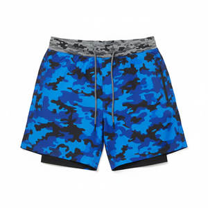 Short de sport pour homme à séchage rapide en maille 95% polyester, logo personnalisé OEM, cordon de serrage, double couche 2 en 1 - Product Image 5