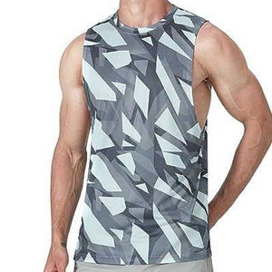 Camisetas sin Mangas de Hombre al por Mayor, Personalizadas con Logotipo, Cómodas, de Color Sólido, Casuales, de Poliéster/Algodón, Transpirables, Tejidas, Estilo Urbano - Product Image 2