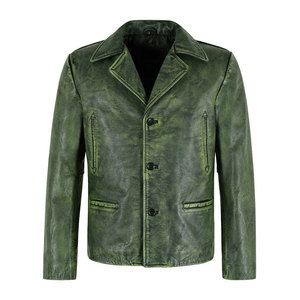 Modern <b>Men</b> Double Breasted <b>Leather</b> <b>Blazer</b> Elegant Long Sleeve Slim Tailored Fit American Style Business Casual Dressing - Product Image 1