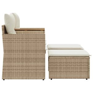 Divano da giardino Beige 2 posti con sgabelli in Poly Rattan - Product Image 5