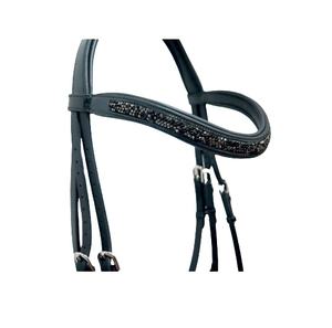 Banda para la frente de caballo de cuero duradero de alta calidad con logotipo personalizado Ecuestre acolchado Hot Fix decorado diamante curvo venta al por mayor - Product Image 1