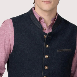 Chaleco Corto de Lana para Hombre, Cuello Alto, Formal, Otoñal, Color Sólido, Un Solo Botón, Transpirable - Product Image 6