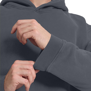 Sweat-shirt à capuche surdimensionné pour homme, gris uni, en molleton, style streetwear décontracté, coupe classique, tissu tricoté - Product Image 3