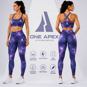 Ensemble de yoga pour femme imprimé Galaxy : Leggings taille haute et brassière de sport dos croisé – Tenue de fitness - Product Image 1