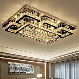 Luxury Villa Decoration <strong>Crystal</strong> <strong>Ceiling</strong> Lamp Modern <strong>Led</strong> Hotel Lobby Remote Control Rectangular Flush Mount <strong>Light</strong> - Product Image 3