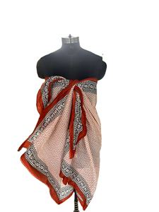 Hand Made Block Printed Women Beach Breathable Light Weight Very Soft Voile Cotton Sarong For Women Beach Wear <b>Indian</b> Long <b>Scarf</b> - Product Image 3