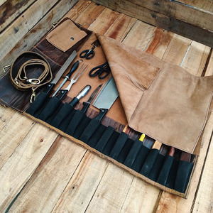 High quality leather <b>tool</b> <b>roll</b> organizer bags wholesale custom logo OEM supplier premium portable storage worldwide for sale - Product Image 4
