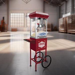 Macchina per Popcorn Vintage Rossa da 12 Once in Stile Cinema con Carrello - Product Image 6