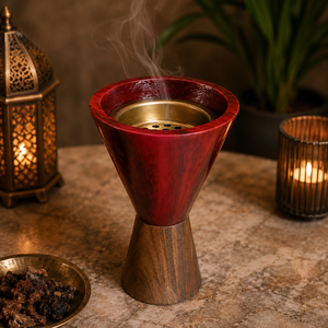 Handmade Resin Mabkhara Incense Burner with Wooden Base for <b>Bakhoor</b> Luxury Arabic <b>Oud</b> Burner Home Fragrance & Ramadan Eid Decor - Product Image 3