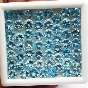 Topacio Azul Natural, Corte Redondo Facetado, Calibrado, Piedra Preciosa Suelta Certificada, Sin Tratar, Lote Listo para Engastar en Joyería - Product Image 1