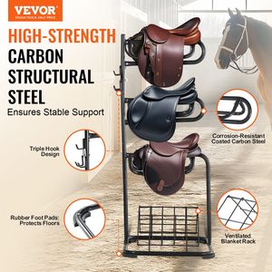 Portasella Autoportante a 3 Livelli per Carichi Pesanti 30 x 30 x 68,5 Pollici con Supporto Girevole Rimovibile per Coperte e Selle - Product Image 2