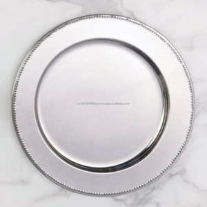 Plainte impression chargeur assiette finition argentée plats et assiettes en métal décoratif métal servant des aliments assiette de chargeur élégante - Product Image 4
