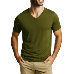 T-shirts personnalisés 100% coton respirants à séchage rapide pour hommes, entraînement sportif, gym, fitness, tee-shirt blanc à col en V, vente en gros - Product Image 2