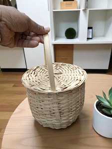 Handwoven Bamboo <b>Basket</b> With Lid <b>Round</b> Storage Container <b>Wicker</b> Hamper Natural Eco Friendly Organizer Supplier - Product Image 3