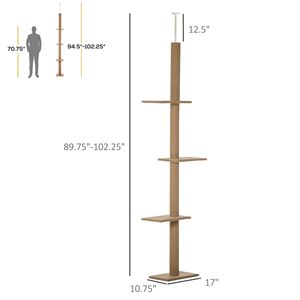 Centro Attività per Gatti Naturale, Albero Arrampicabile da Terra a Soffitto con Tiragraffi in Sisal per Gattini nella Stagione Primaverile - Product Image 3