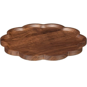 Plato Redondo de Madera Natural para Servir, Color Marrón Pulido, Vajilla Ecológica de Estilo Nórdico, Plato para Servir en la Mesa - Product Image 2