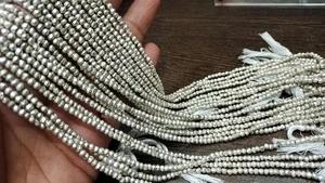 Natural <b>Silver</b> Pyrite Rondelle Faceted <b>Beads</b> 3-4mm Top Quality Gemstone <b>Beads</b> Strand 13 inch Long - Product Image 2