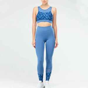 Ensemble de yoga pour femme à séchage rapide, taille élastique, col rond, couleur unie, logo sur le devant, matière Spandex/Polyester, ensemble 2 pièces respirant - Product Image 6