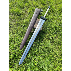 Épée longue surdimensionnée forgée à la main de 43 pouces, épée de collection artisanale de style fantastique, pièce de présentation, poignée enveloppée, fourreau inclus - Product Image 2