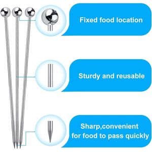 15pcs Reusable Stainless Steel Cocktail Picks Cocktail Stirrer <b>Toothpicks</b> for Drinks Garnish Bloody Mary Skewers - Product Image 2