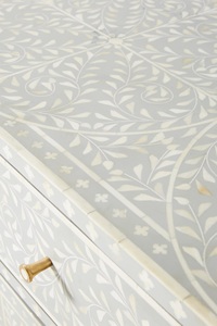 Modern Bone Inlay <b>Chest</b> of Drawers Handmade Wooden Cabinet with Floral Pattern - Product Image 6