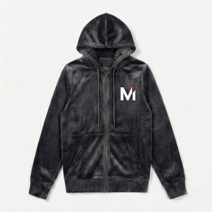 Ensemble de survêtement en velours personnalisé pour homme OEM, sweat à capuche zippé et pantalon de jogging, streetwear de luxe, USA Europe Maluza UrbanLuxe X - Product Image 1