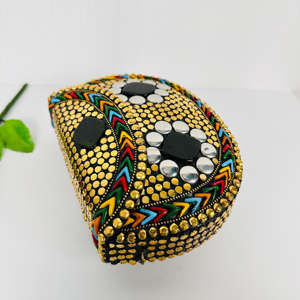 Modern Vintage <b>Gold</b>-Plated Aluminium Mosaic <b>Clutch</b> Sling Bag Elegant Antique Crossbody <b>Purse</b> Polished Sculpture Chip Stone - Product Image 5