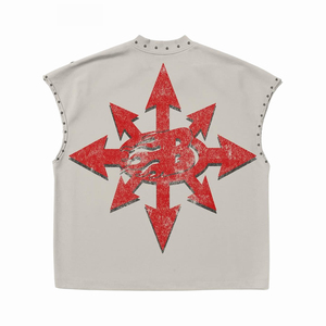 Débardeur sans manches pour homme, logo personnalisé imprimé sur le devant, gilet décoratif à col rond, style streetwear, gilet en coton OEM, débardeur unisexe - Product Image 4