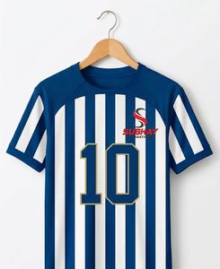Camiseta de Fútbol a Rayas Azules y Blancas para Hombre, Número 10, Manga Corta, Cuello Redondo, Transpirable, de Poliéster, Corte Regular - Product Image 5