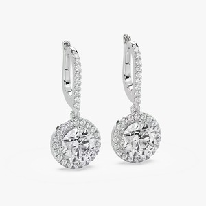 Pendientes de Halo con Diamantes Cultivados en Laboratorio de 3.5CTW en Oro Blanco de 14K con Múltiples Diamantes en Venta para Exportación - Product Image 5