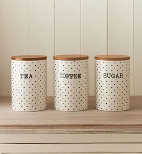 Vintage farmhouse style embossed metal kitchen <b>canister</b> for stylish storage of sugar coffee <b>tea</b> flour and snacks - Product Image 4
