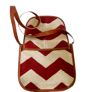 Sac de voyage classique en coton tissé à la main blanc et marron pour homme, avec fermeture à cordon, idéal pour l'école - Vente en gros - Product Image 1