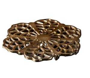 Classic Elegant Golden <b>Metal</b> Floral <b>Trivet</b> Nonslip Tabletop Heat Resistant Pan & Hotpot Protector for Home Kitchen Dining Table - Product Image 1